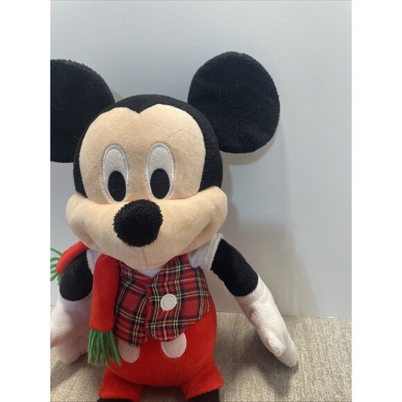 Disney Mickey Mouse Plush Stuffed Plush Red Plaid Vest Red Scarf Just Play 18" - Picture 4 of 9